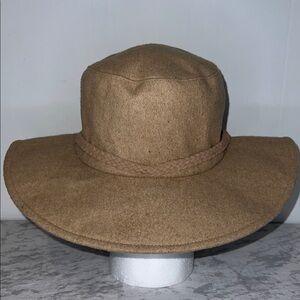 NWT ASN The Harper Stylish Tan Wide-Brim Hat Wool Blend